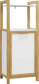 HOMCOM Bambusz Szabadonálló Mosószeres Szekrény Fürdőszobai Tárolóegység - 2 Polc - 40L x 30W x 86.5H cm | Aosom