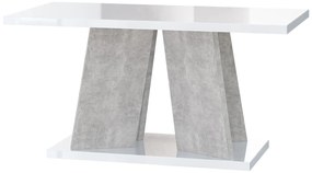 Dohányzóasztal Mulnu (fényes fehér + kő). 1055222