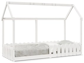 fehér tömör fenyőfa házikó gyerekágykeret 80 x 200 cm