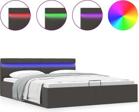 vidaXL sötétszürke LED-es szövetágy hidraulikus tárolóval 160 x 200 cm
