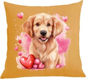 Párna párnahuzat Valentin napi ajándék Golden Retriever kutya