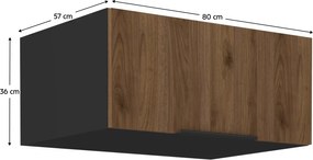 Felső szekrény, okapi dió/fekete, MENZO 80 NAGU-36 1F