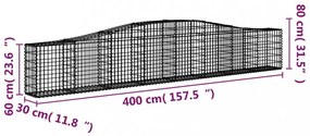7 db íves horganyzott vas gabion kosár 400x30x60/80 cm