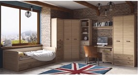 Ágy, madura tölgyfa/wellington, 90x200, DIAZ