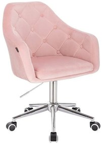 HR831K Púderrózsaszín Modern Velúr Szék Krómozott lábbal