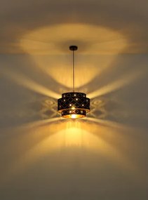 Globo 15448H1 Függeszték fém fekete váz, fekete-arany textil ernyővel, akril -kristály dekor gyöngyökkel. Ø:400, M:1400, fényforrás nélkül 1xE27 60W 230V