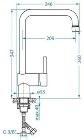 ALVEUS 1150925 - Mosogató csap STELLA 34,7 cm fekete