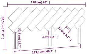 tömör fenyőfa ágyfejtámla 178x3x80,5 cm