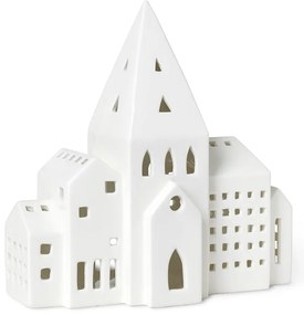 Urbania Lighthouse City fehér kerámia gyertyatartó - Kähler Design