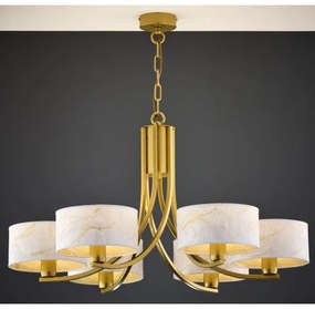 Jupiter 2098 - Láncos csillár ARTHUR 6xE27/15W/230V fehér/arany/márvány dekor