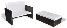 Barna kerti polyrattan kanapé
