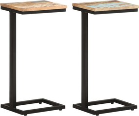 vidaXL 2 db tömör újrahasznosított fa kisasztal 31,5 x 24,5 x 64,5 cm
