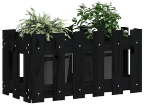 fekete tömör fenyő növénytartó léces kialakítással 60x30x30 cm
