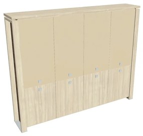 Verno+ magas szekrény 260 x 46 x 210 cm, kombinált ajtó, akác / vanília