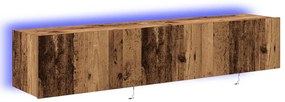 LED-es világítással ellátott TV faliszekrények 2 db Régi fa 80x35x31 cm