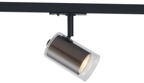 Modern spotlámpa sötét bronz színben, átlátszó üveggel, 1 fázisú sínrendszerhez - Iconic Lloyd