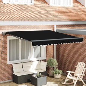 Behúzható napellenző Fekete 350 x 250 cm Poliészter és acél