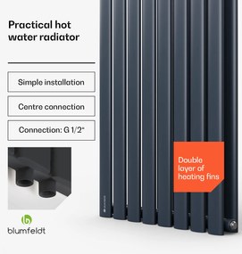 Blumfeldt Tallheo, 41 x 160, radiátor, fürdőszoba radiátor, csőradiátor, 1472 W, melegvizes, 1/2