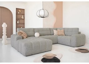 Világosbarna kinyitható tárolóhelyes moduláris sarokkanapé (jobb oldali) Lulu – Miuform