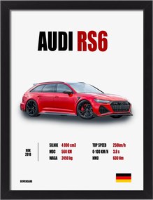 Audi RS6 keretes falikép autó 40x30 cm