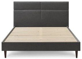 Fekete kárpitozott franciaágy ágyráccsal 180x200 cm Elyna – Bobochic Paris