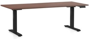 Állítható magasságú asztal OfficeTech D, 180 x 80 cm, fekete alap, dió