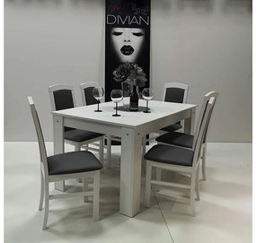 FÉLIX asztal 135*90 cm /fehér/+ 6 db BARBI szék /fehér-műbőr/