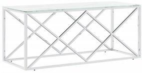 Üveg és rozsdamentes acél dohányzóasztal 110x45x45 cm