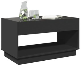 Fekete végtelen hatású LED-es dohányzóasztal 90 x 50 x 50 cm