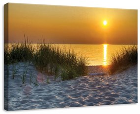 Homokos tengerpart a naplementében, vászonkép, 70x50 cm méretben