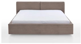 Szürke-barna kárpitozott franciaágy tárolóhellyel ágyráccsal 180x200 cm Cube – Meise Möbel