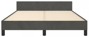 sötétszürke bársony ágykeret matrac nélkül 140 x 190 cm
