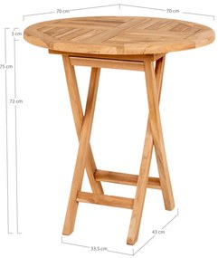 Oviedo kisasztal, teak fa, natúr 70x75 cm