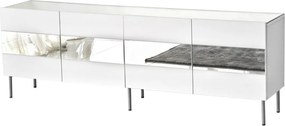 Leon TV-állvány, fehér-ezüst, 180 cm