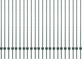 vidaXL Kerítésoszlop 22 pcs Zöld 180 cm Acél