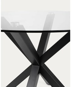 Fekete kerek dohányzóasztal üveg asztallappal ø 82 cm Argo – Kave Home