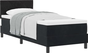vidaXL Boxrugós ágy matracmal fejtámlával Fekete 80 x 200 cm Bársony