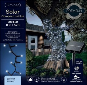 Kültéri napelemes karácsonyfa lámpa 500 Led kerti hideg fehér 11m