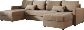 Kihúzható U alakú kanapé VENORIA 285x146 cm, bézs + 2 párna INGYEN