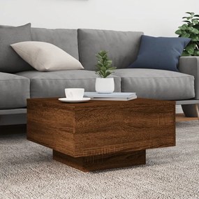 Barna tölgyszínű dohányzóasztal LED-lámpákkal 55 x 55 x 31 cm