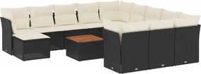 vidaXL 13 részes fekete polyrattan kerti ülőgarnitúra párnákkal