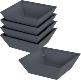 vidaXL Kerti cserép 5 pcs Antracit 50 x 50 x 15 cm