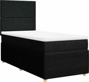 vidaXL fekete szövet rugós ágy matraccal 80 x 200 cm