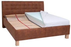 Kárpitozott ágy matraccal és ágyneműtartóval VIOLET 180x200 cm konyakbarna