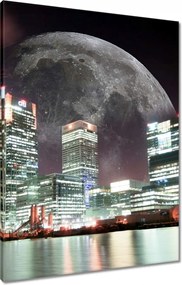 Vászonkép 60x80 Város éjszaka Hold