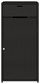 fekete polyrattan kerti tárolószekrény 55 x 55 x 111 cm