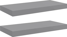 vidaXL 2 db szürke MDF fali polc 50 x 23 x 3,8 cm