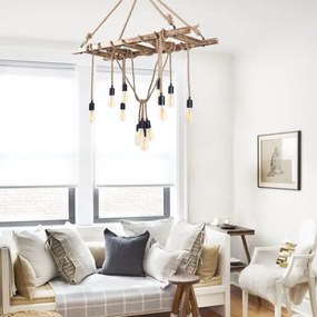 EREBOS kábelen függő csillár 12xE27/40W/230V barna