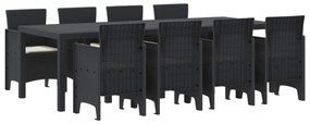 vidaXL Kert étkező szett 9 pcs Antracit Polipropilén