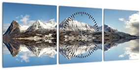 A hegyek képe és a tükröződés (órával) (90x30 cm)